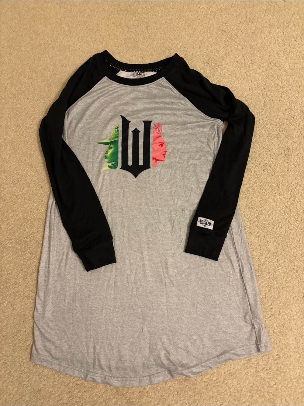 Wicked Women’s Raglan Long-Sleeve Sleep Shirt - Gray with Black Sleeves